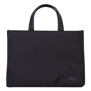 得力文件收纳袋手提涤纶帆布PU皮手拎带a4文件袋拉链大容量男士商务公文包职业平安保单袋办公用文件包女简约