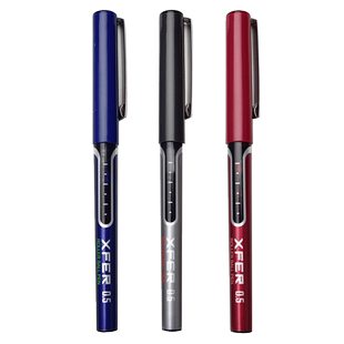 deli得力直液式走珠笔0.5mm黑色蓝色全针管型水笔笔学生用文具办公用商务签字笔老师教师批阅红笔大容量