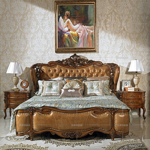 实木雕花欧式风公主床