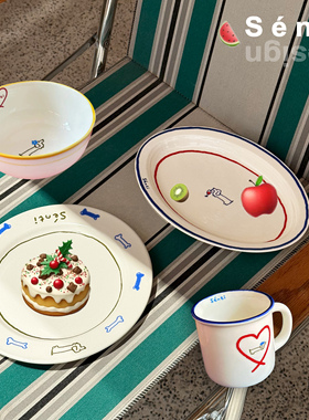 Sénti《ChiefDoggy》Dondon厨师长彩色印花陶瓷盘/碗/杯餐具套组