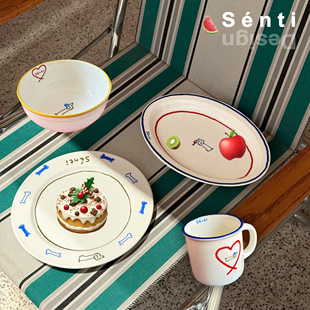 Sénti《ChiefDoggy》Dondon厨师长彩色印花陶瓷盘/碗/杯餐具套组