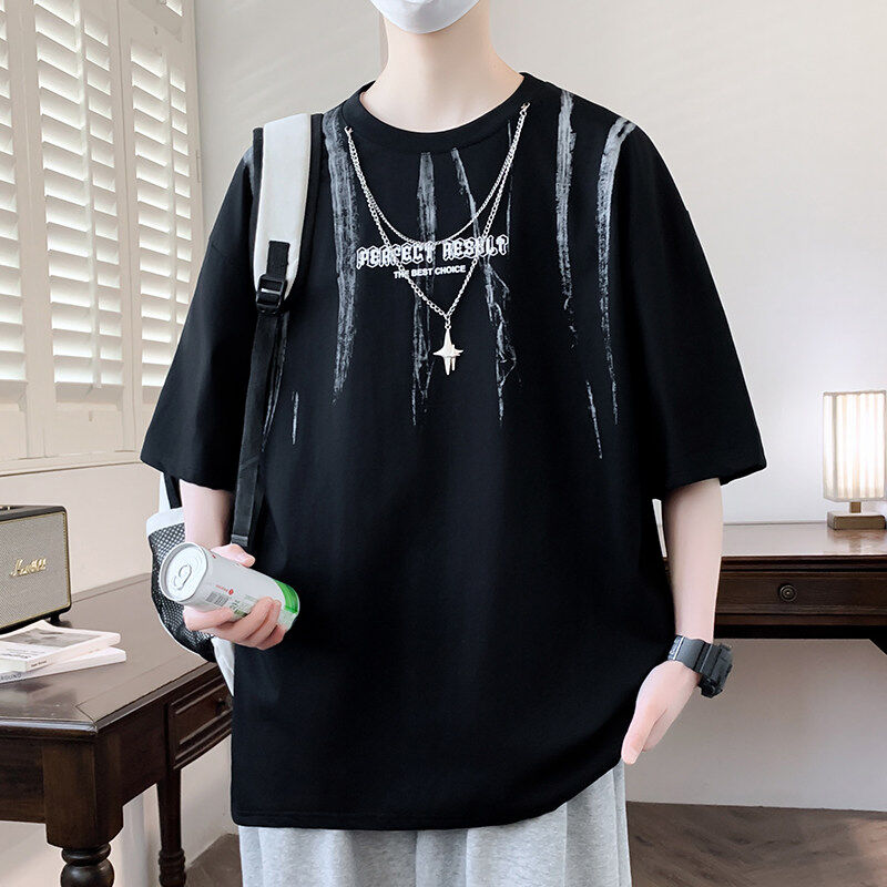青少年男生棉t恤短袖大童男装2025新款夏季初高中学生潮流上衣服