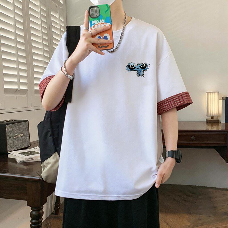 胖男童潮牌小怪兽印花T恤大童男装2026夏季胖男孩宽松版短袖上衣
