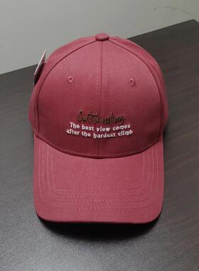 2025新款美式刺绣硬顶球帽女休闲百搭小头围黑色帽子湾檐鸭舌帽男