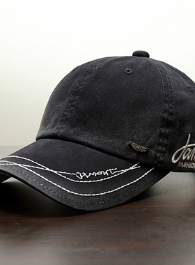 渐变色大头围水洗棉棒球帽子男女软顶时尚百搭加大加深刺绣鸭舌帽