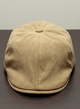 新款八角帽高街复古贝雷帽子男经典老钱灯芯绒画家帽子时尚报童帽