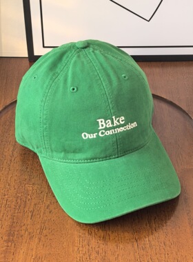 ins风绿色软顶棒球帽女大头围字母刺绣素颜遮脸帽子宽檐显脸小