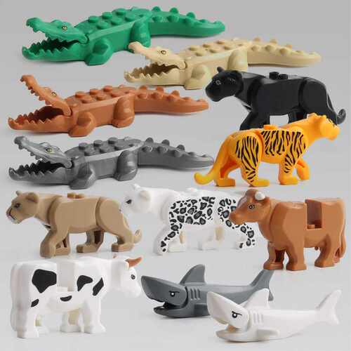 外贸赠品3D动物鳄鱼积木长颈鹿积木儿童DIY拼装活动礼品玩具