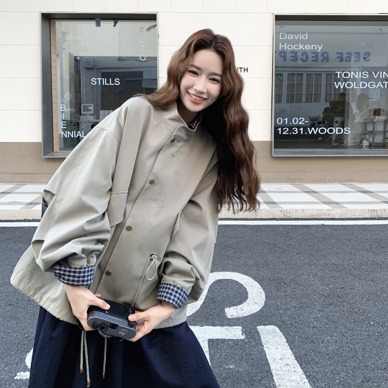 25秋新款复古休闲拼接风衣外套2B235-9171-P175-K268,女装皮衣,2B235