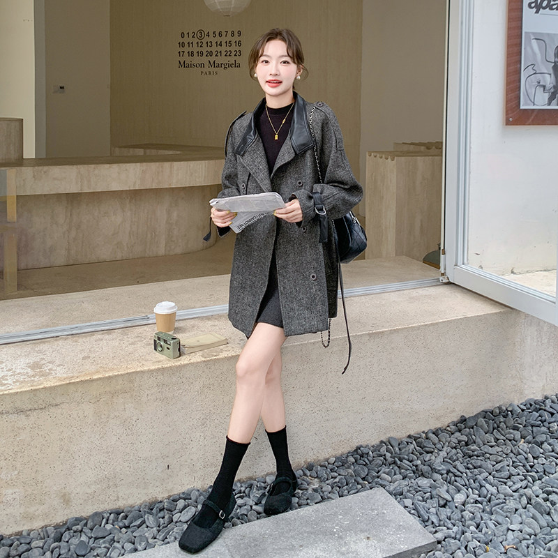 韩系复腰带风衣毛呢外套2B235-9126-P185-K268,女装毛呢外套,2B235