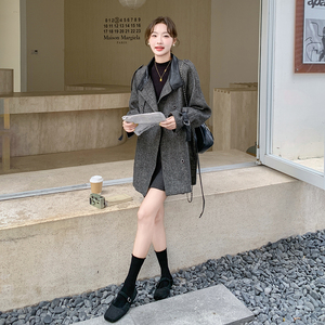 韩系复腰带风衣毛呢外套2B235-9126-P185-K268图片