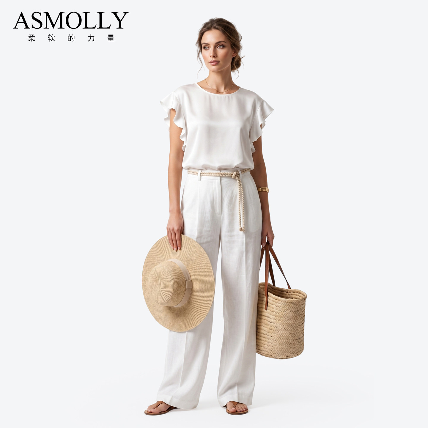 Asmolly真丝加棉衬衫女短袖白色衬衣女士丝棉上衣中长款春夏
