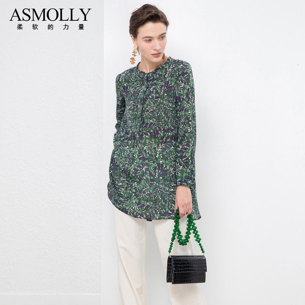 Asmolly气质宽松女士真丝衬衫