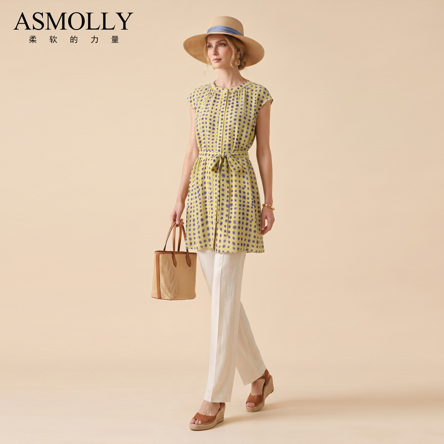 Asmolly桑蚕丝凉感真丝衬衫女