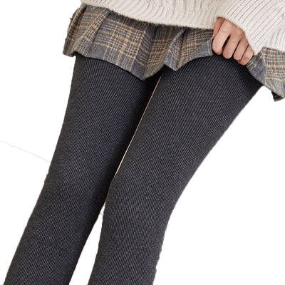 浪莎竖条纹美腿修身秋冬打底裤