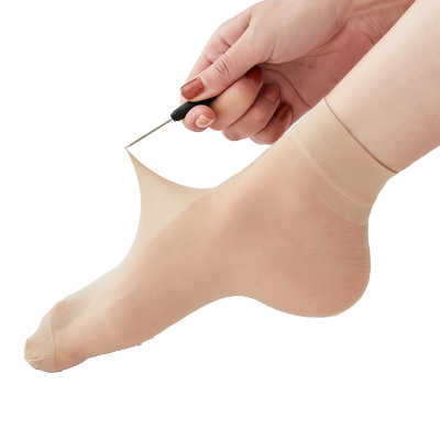 浪莎耐磨中筒夏季薄款肉色短丝袜