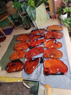 整块缅甸花梨木茶盘实木家用简约随型茶海茶台功夫茶具大果紫檀