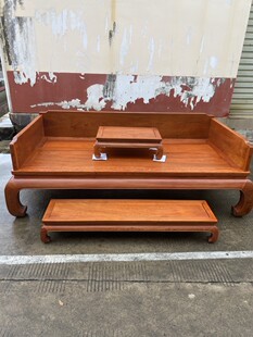 缅甸花梨木罗汉床三件套大果紫檀素面榻床明清古典红木实木家具