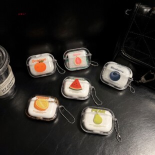 夏日透明流沙水果适用苹果耳机保护套airpods4无线蓝牙耳机壳airpodpro2二代ipod耳机盒airpods3硬壳保护套