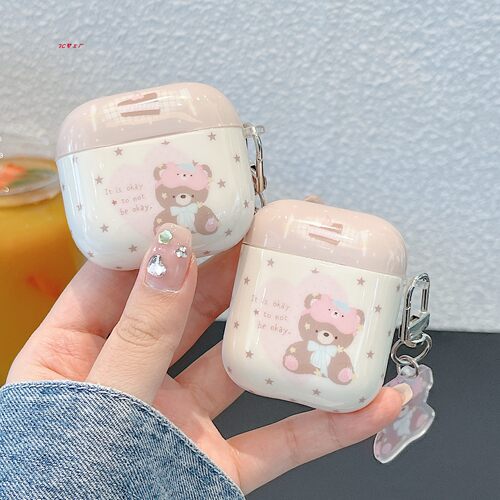 日韩ins星星可爱小熊挂饰适用airpods4保护套airpods pro3苹果耳机套二代无线蓝牙保护壳airpod3女款全包软壳