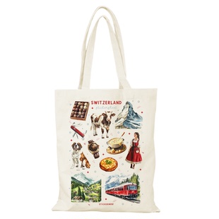 Switzerland帆布包瑞士城市文创帆布袋定制手提外出时尚大容量