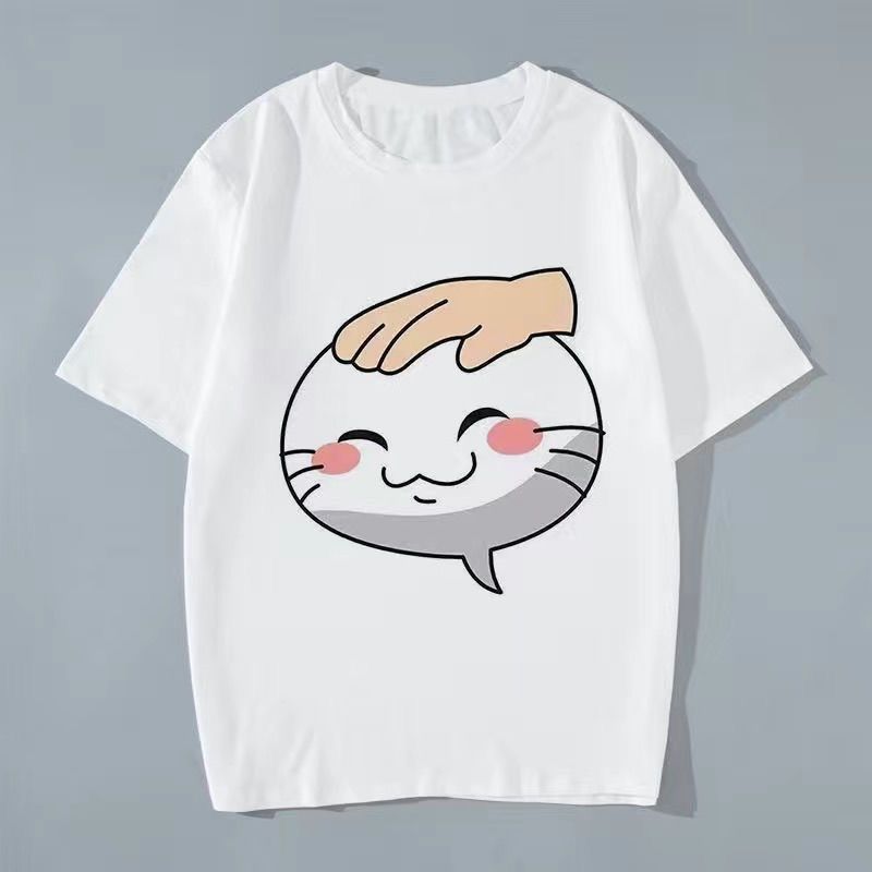 夏季火影忍者社恐衣服短袖t恤表情挑衅摸头衣服动漫男女情侣DIY潮