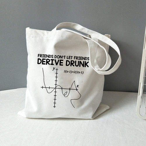 Chemistry Canvas Tote Bag 个性学霸算数印花学生上课手提帆布袋