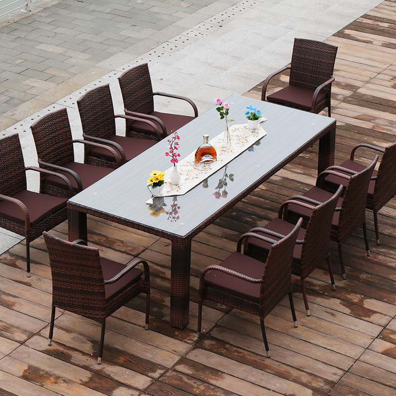 户外花园休闲庭院防水防晒藤编桌椅组合室外阳台院子简约现代家具