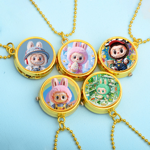 卡通旋转挂表可爱布布翻盖转动怀表学生儿童创意礼物项链女石英表