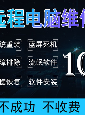 电脑维修远程重装系统蓝屏修复升级Win11/10/8/7驱动安装共享文件