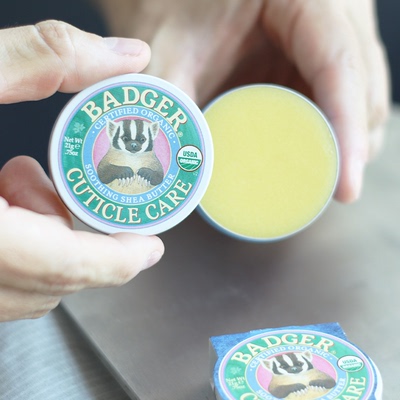 美国Badger贝吉獾角质层护理软膏指甲修复乳木果铁罐装21g护甲油