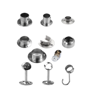 衣柜挂衣杆固定配件不锈钢法兰座衣杆托浴帘杆晾衣杆座圆管五金件