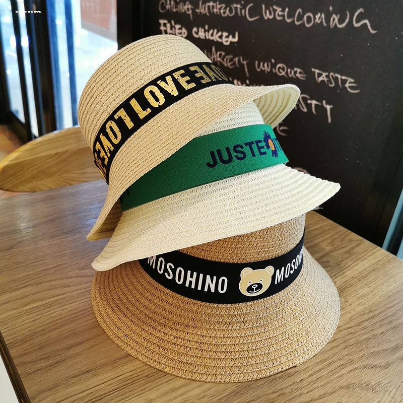 儿童防晒帽夏季空顶大檐遮阳草帽亲子女孩太阳帽男女宝宝沙滩凉帽