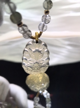 「土」天然黄水晶许愿狐桃花狐吊坠九尾狐大气招桃桃米米灭小项链