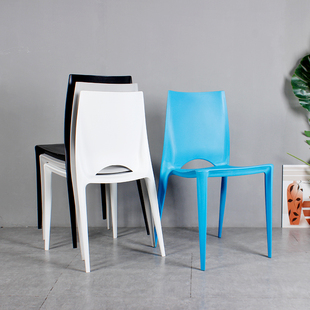 简约餐椅家用靠背椅户外活动用椅简易叠放彩色休闲椅贝里尼塑料椅