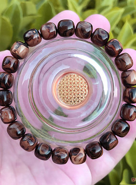 保真天然海柳手串血柳男女文玩手链念珠佛珠桶珠8X8mm火焰纹包邮