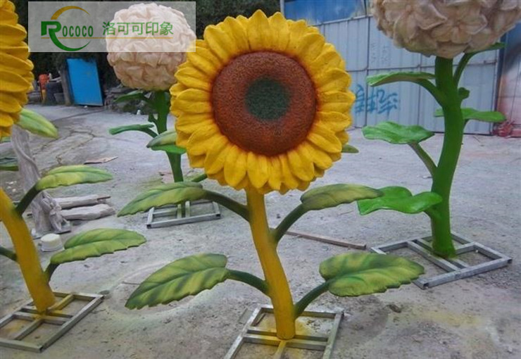 玻璃钢向日葵造型户外庭院模型道具雕塑公园广场田园绿色植物摆件