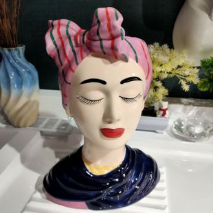 包邮 非偏满23 部分瑕 陶瓷蝴蝶结女孩创意花瓶摆件高度30.5 新品