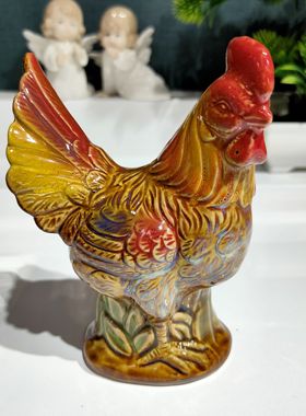 新品高温瓷窑变釉公鸡摆件高度13/非偏满23包邮部分瑕