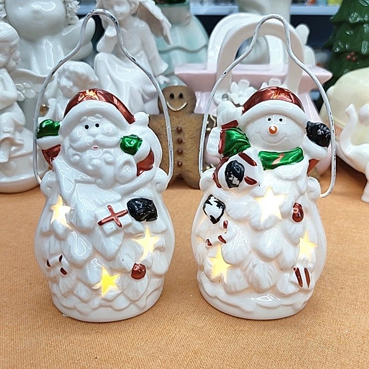 新品陶瓷圣诞老人雪人夜灯摆件套装/非偏满23包邮部分瑕
