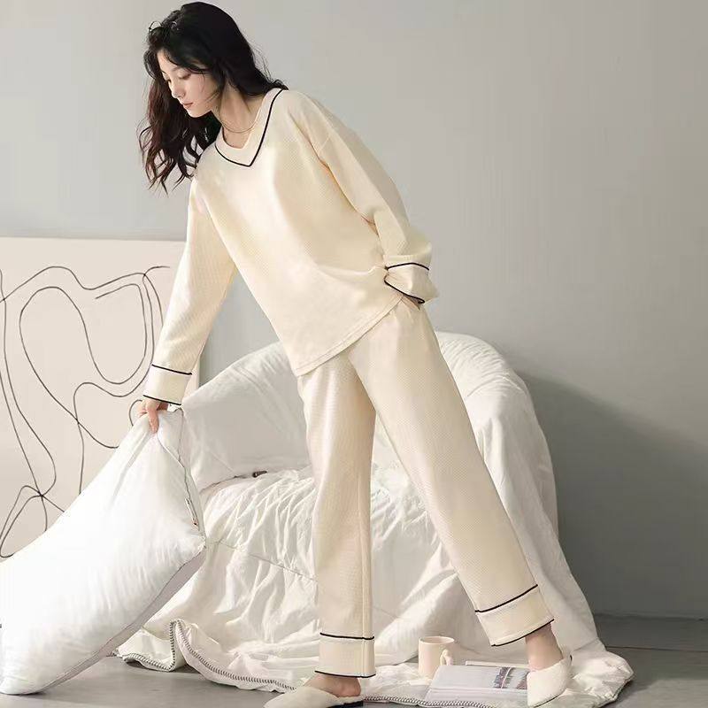 睡衣女士春秋季可外穿新款长袖纯棉大码夏天秋冬款全棉家居服套装