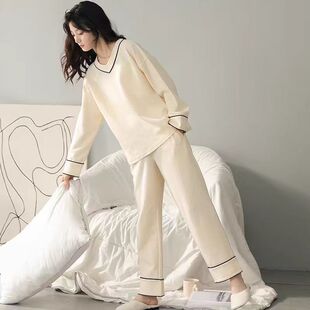 可外穿新款 全棉家居服套装 长袖 夏天秋冬款 纯棉大码 睡衣女士春秋季