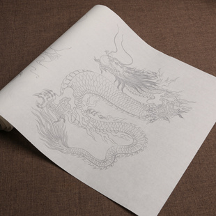 龙纹火珠龙云龙行龙各种形态画画初级白描草稿勾线毛笔练习长卷
