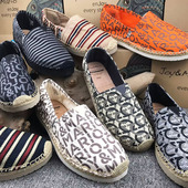 手绘涂鸦帆布鞋 平底懒人鞋 时尚 jm快乐玛丽男鞋 麻绳底一脚蹬休闲鞋
