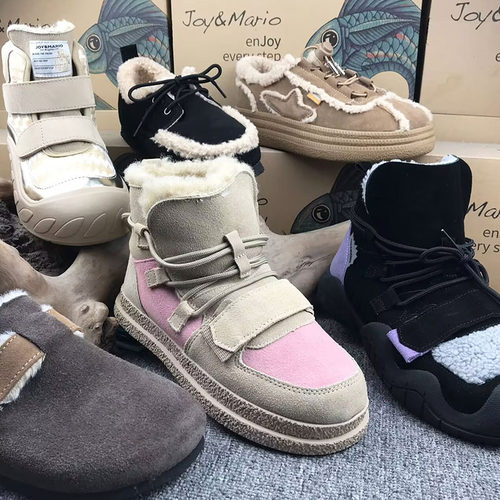 jm快乐玛丽加绒保暖羊毛雪地靴