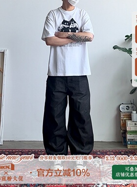 BBCN STORE美式复古原色牛仔裤直筒简约廓形弯刀男女休闲裤