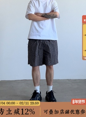 BBCN STORE美式复古休闲短裤宽松豹纹夏季轻薄透气速干五分裤子