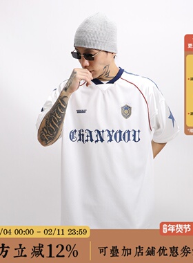 BBCN STORE美式复古速干球衣字母印花网面v领短袖男女休闲百搭t恤