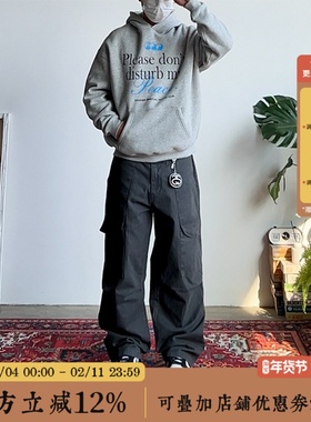 BBCN STORE美式水洗做旧口袋工装裤男女同款直筒宽松复古休闲长裤