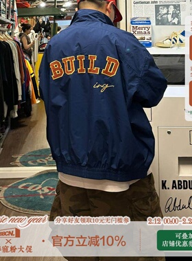 BBCN STORE美式复古贴布刺绣飞行员教练外套春秋百搭休闲翻领夹克